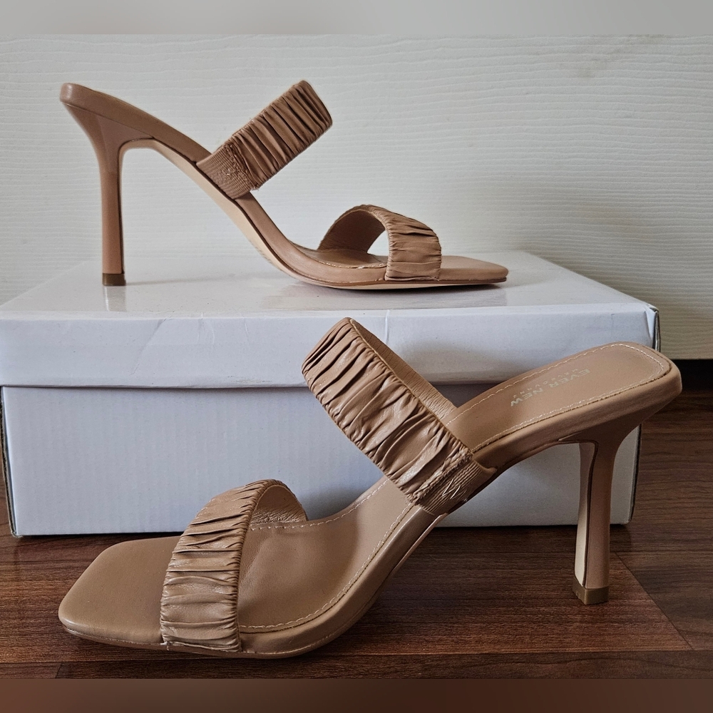 Ever New Maggie Ruched Strap Mule Stilletos